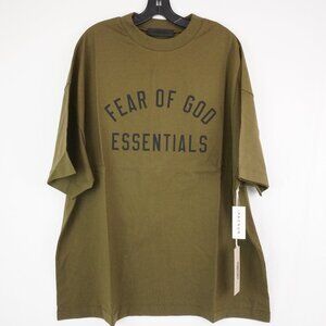 Fear of God Essentials Jersey Crewneck Tee in Olive - Size Medium - NWT
